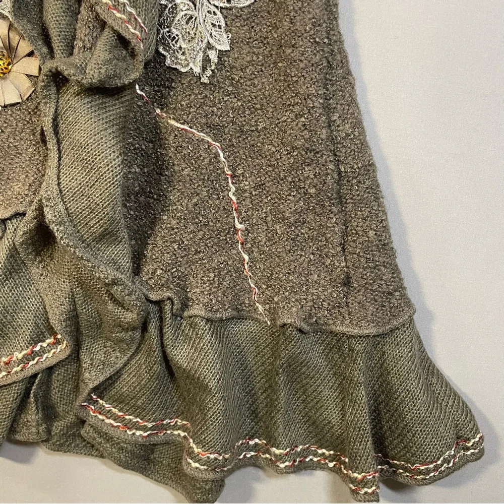 Forla Paris Drape-Front Ruffle Duster Cardigan, Bohemian & Romantic - Medium - Picture 9 of 17